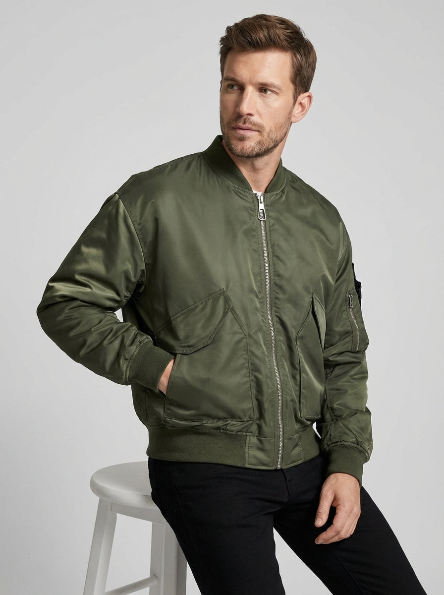 Men's Bomber Jackets Zip Front | Casual