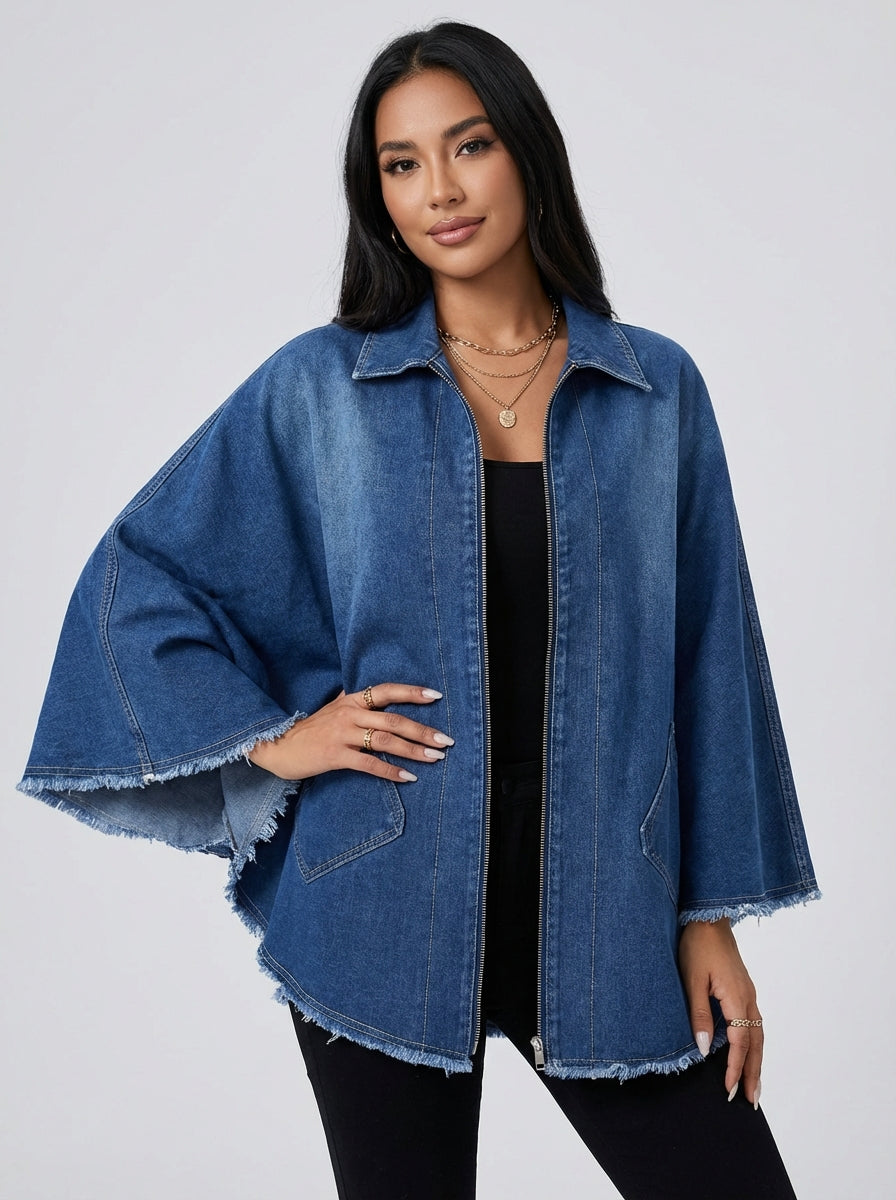 Women's Jacket Oversized Zip Front | Batwing Style