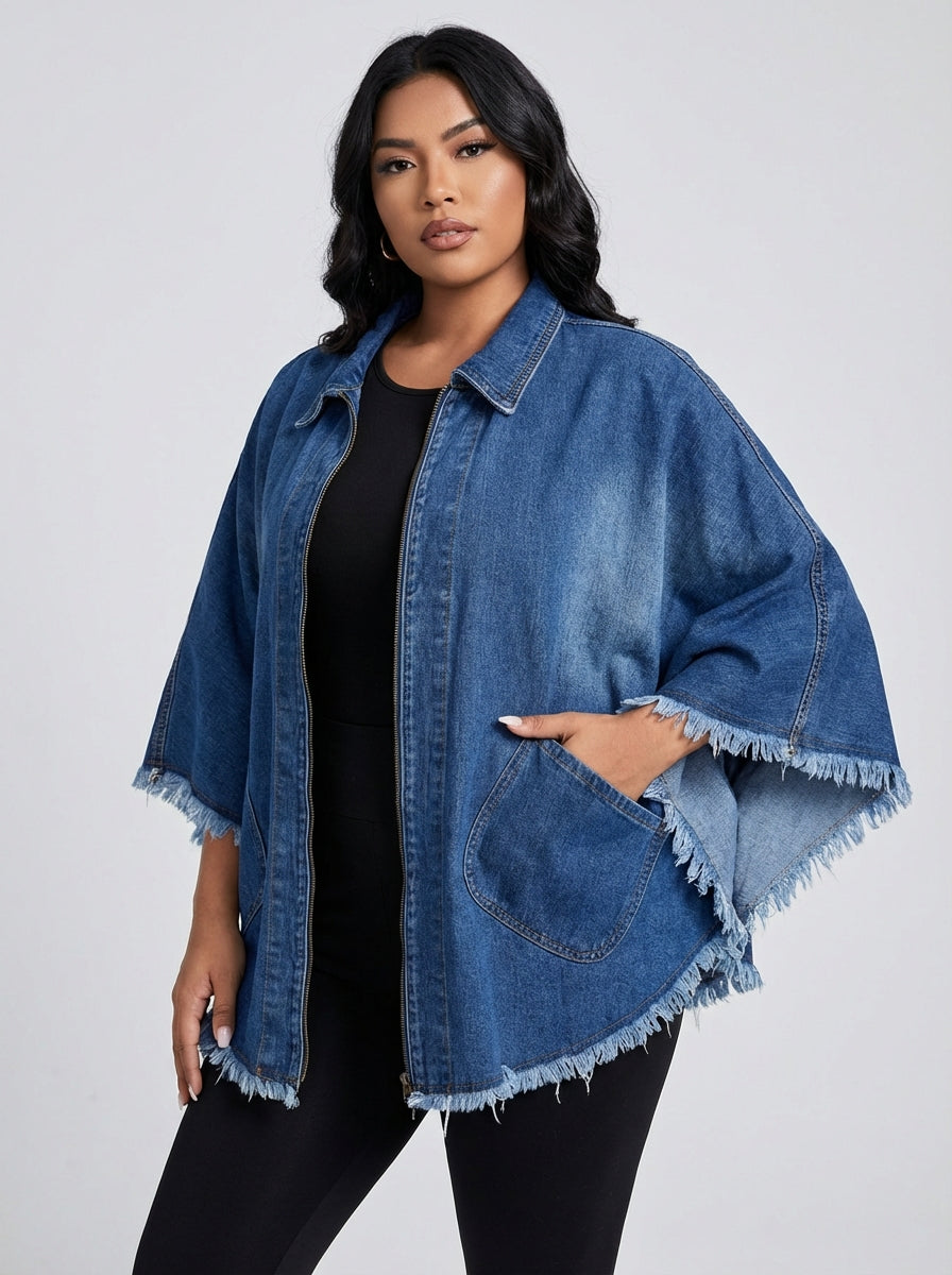 Women's Jacket Oversized Zip Front | Batwing Style