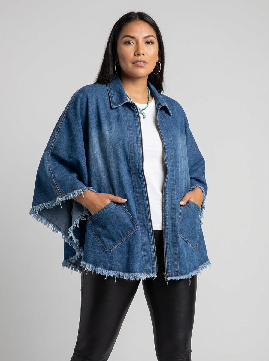 Women's Jacket Oversized Zip Front | Batwing Style