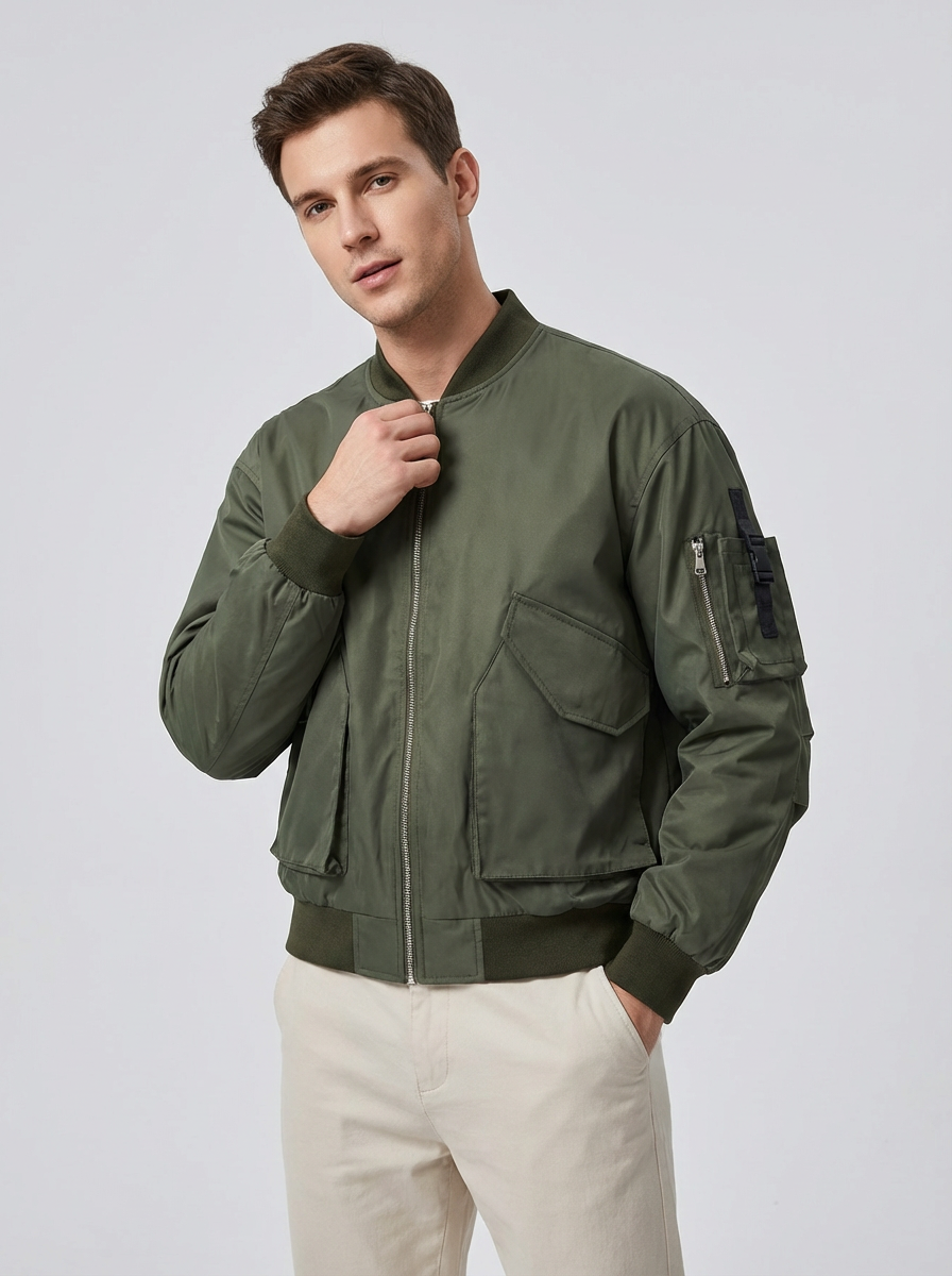 Men's Bomber Jackets Zip Front | Casual